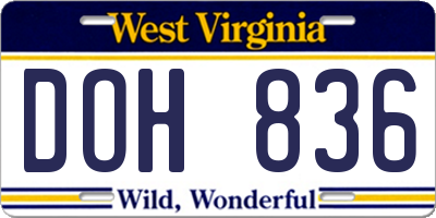 WV license plate DOH836