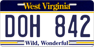WV license plate DOH842