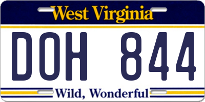 WV license plate DOH844