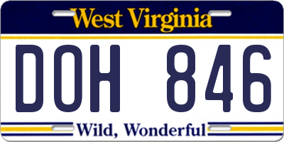 WV license plate DOH846