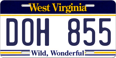 WV license plate DOH855