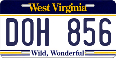 WV license plate DOH856