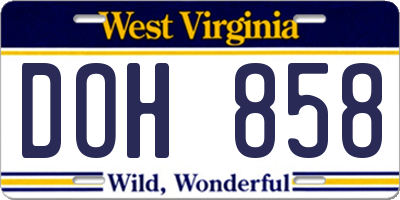 WV license plate DOH858