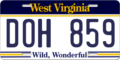 WV license plate DOH859
