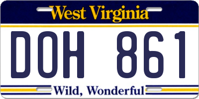 WV license plate DOH861