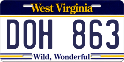 WV license plate DOH863