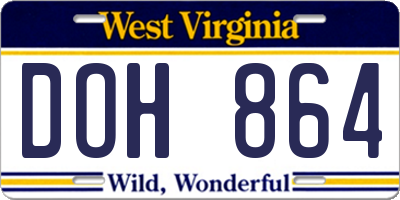 WV license plate DOH864