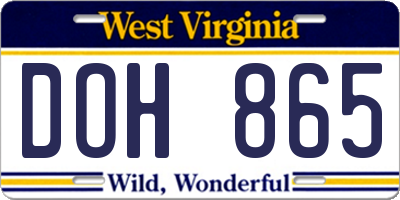 WV license plate DOH865