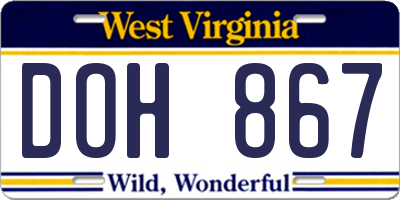 WV license plate DOH867