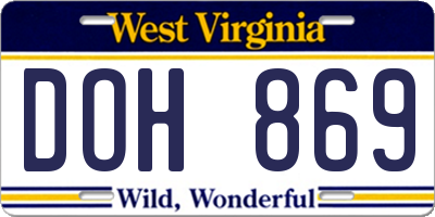 WV license plate DOH869