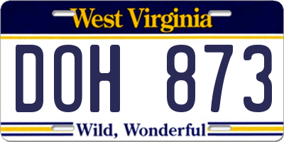 WV license plate DOH873