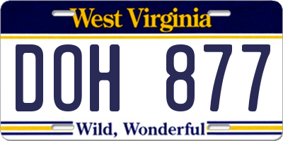 WV license plate DOH877