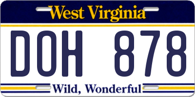 WV license plate DOH878