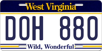 WV license plate DOH880