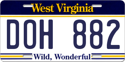 WV license plate DOH882