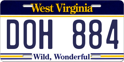 WV license plate DOH884