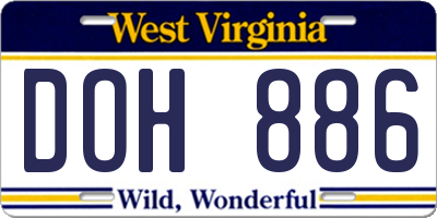 WV license plate DOH886