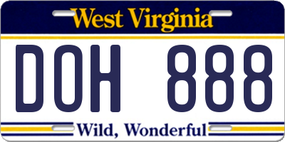 WV license plate DOH888