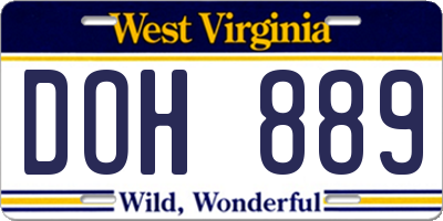 WV license plate DOH889