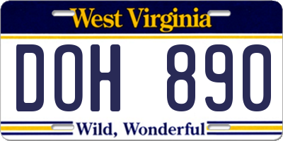WV license plate DOH890