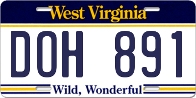 WV license plate DOH891