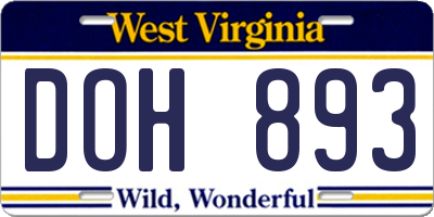WV license plate DOH893