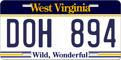 WV license plate DOH894