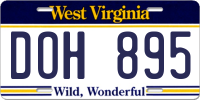 WV license plate DOH895