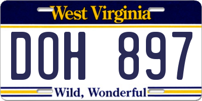 WV license plate DOH897