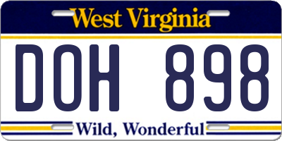 WV license plate DOH898