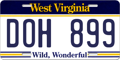 WV license plate DOH899