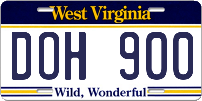 WV license plate DOH900