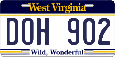 WV license plate DOH902