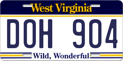 WV license plate DOH904