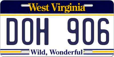 WV license plate DOH906