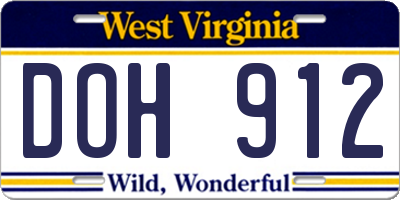WV license plate DOH912