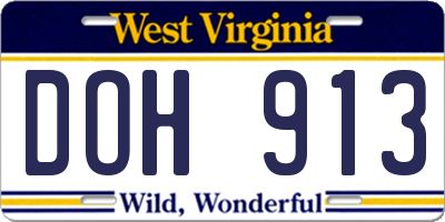 WV license plate DOH913