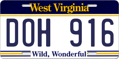 WV license plate DOH916