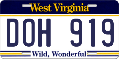 WV license plate DOH919