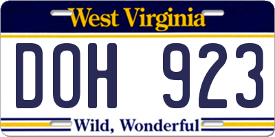 WV license plate DOH923