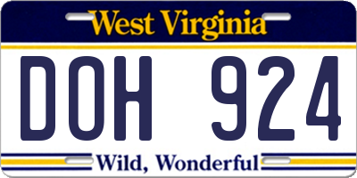 WV license plate DOH924
