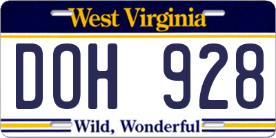 WV license plate DOH928