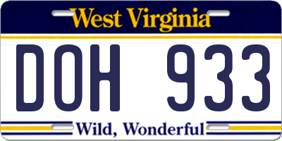 WV license plate DOH933
