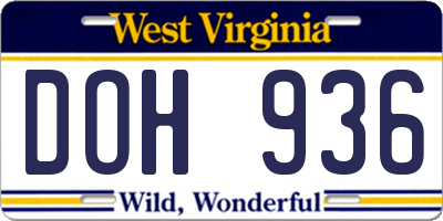 WV license plate DOH936
