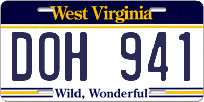 WV license plate DOH941