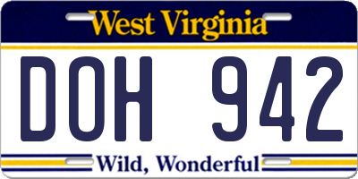 WV license plate DOH942