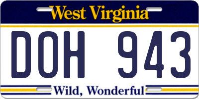 WV license plate DOH943