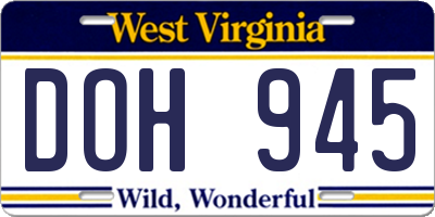 WV license plate DOH945