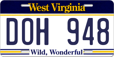 WV license plate DOH948