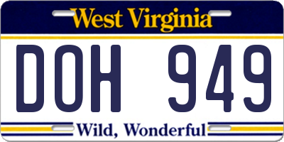 WV license plate DOH949